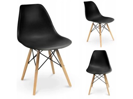 szék EVA skandynawskie plastikowe czarne drawnenia nozki mebel elülső farok oldala