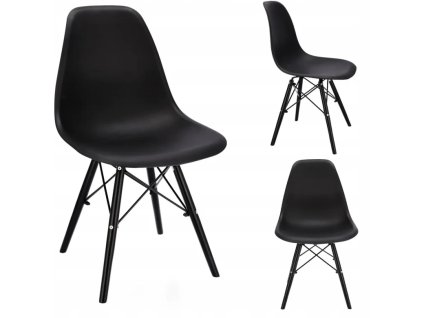 szék EVA skandynawskie plastikowe czarne mebel elülső farok oldal