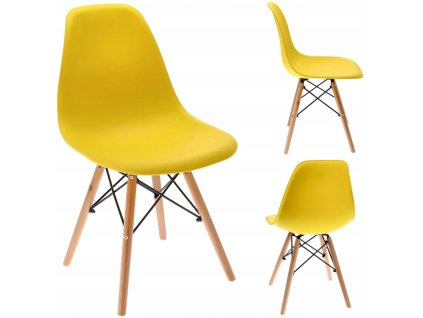 szék EVA scandynawskie plastikowe zolte mebel első hátsó oldal