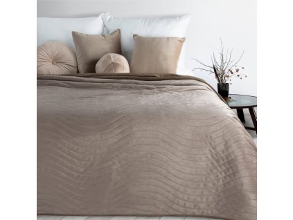 Elegáns bársony ágytakaró LUIZ10 bézs (Dobási méret (szélesség x hossz) 170x210 cm)