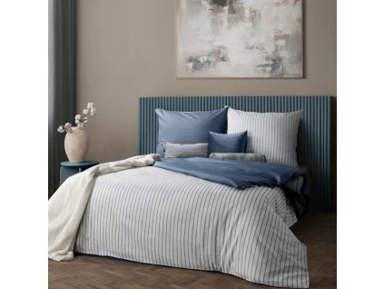 Szatén ágynemű RAJA fehér kék