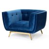 Kárpitozott karosszék arany króm lábakon ECLESIO - kék