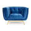 Kárpitozott karosszék arany króm lábakon ECLESIO - kék