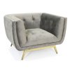 Kárpitozott karosszék arany króm lábakon ECLESIO - szürke