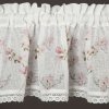 Magnóliamintával és csipkével díszített AMELIA konyhafüggöny 150x30cm