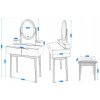 Öltözőasztal ovális LED-es tükörrel és bézs színű székkel