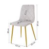 Bársony étkezőszék Karo világosszürke arany lábú méret