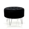 Bársony zsámoly ALIA L - fekete ezüst lábak