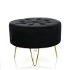 Bársony zsámoly ALIA L - fekete, arany lábakkal
