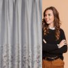 Bársonyfüggöny MARIELA finom gallymintával díszítve - ezüst