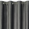TORI Bársonyfüggöny karikás, finom gallymintával díszítve - grafit
