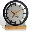 Fából készült asztali óra szürke-fekete