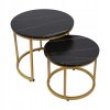 2 db-os kerek dohányzóasztal szett 53 43 cm Fekete márvány+arany lábak 8