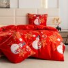 Karácsonyi ágyneműhuzat PGJ 25 piros színben hóemberrel 1