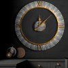 390453 4 nastenne kovove hodiny v modernom style 60 cm hnede
