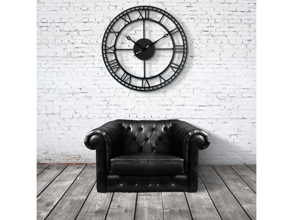 Moderné hodiny na stenu Vintage retro 80cm čierne