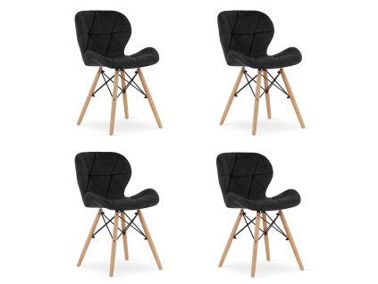 Sada 4ks zamatových stoličiek Matias čierne