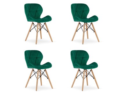 Sada 4ks zamatových stoličiek Matias tmavo zelené