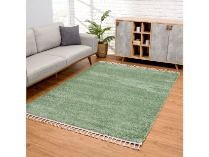 Jednofarebný shaggy koberec PULPY zelený