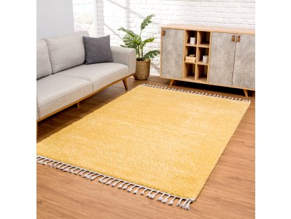 Jednofarebný shaggy koberec PULPY žltý