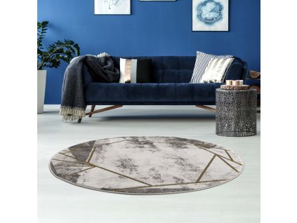 Moderný okrúhly koberec NOA - vzor 9294 zlatý
