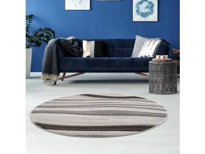 Moderný okrúhly koberec NOA - vzor 9314 sivý