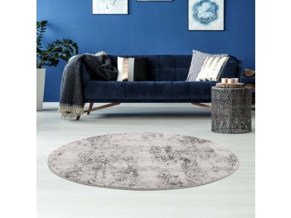 Moderný okrúhly koberec NOA - vzor 9318 sivý