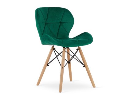 Zamatová jedálenská stolička Matias Tmavozelená