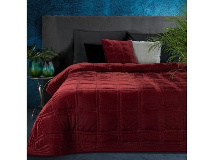 Luxusný zamatový prehoz na posteľ KRISTIN2 v bordovej farbe