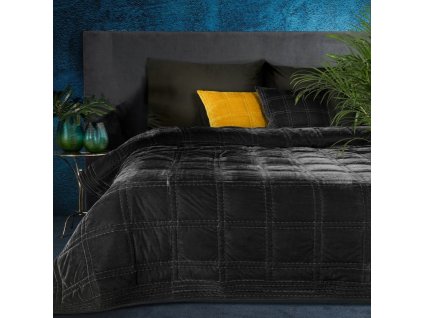 Luxusný zamatový prehoz na posteľ KRISTIN2 v čiernej farbe