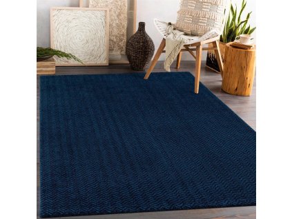 Jednofarebný koberec FANCY 805 - tmavo modrý