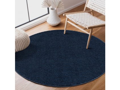 Okrúhly jednofarebný koberec FANCY 900 - tmavo modrý