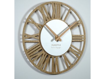 Moderné drevené hodiny EKO Loft Piccolo bianco