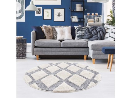 Moderný okrúhly koberec FOCUS 4497 sivý