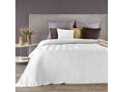 Zamatový prehoz na posteľ SOFIA v bielej farbe