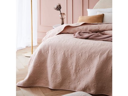 Elegantný prehoz na posteľ LEILA v púdrovoružovej farbe