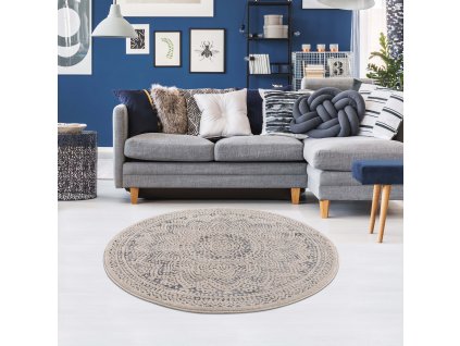 Moderný okrúhly koberec ART 1652 sivý