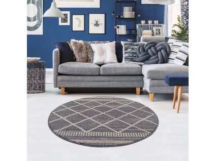 Moderný okrúhly koberec ART 2645 sivý