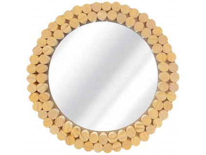 Okrúhle drevené zrkadlo BOHO 36cm