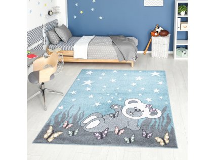 Detský koberec ANIME s medvedíkom vzor 916 modrý 1