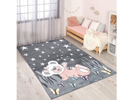 Detský koberec ANIME s medvedíkom vzor 916 sivý 1