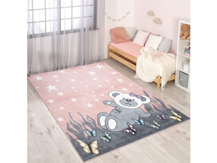 Detský koberec ANIME s medvedíkom vzor 916 ružový 1