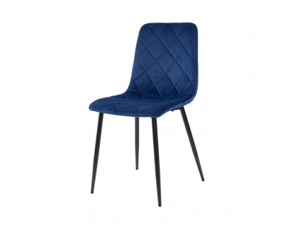 Zamatová jedálenská stolička Karo modrá