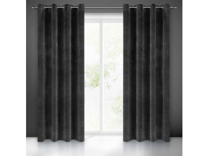Záves VILLA z exkluzívneho zamatu 140 x 250 cm v čiernej farbe - dekoračné kolieska