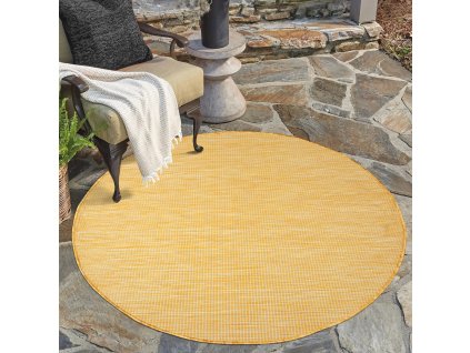Šnúrkový okrúhly koberec PALM B2778A žltý