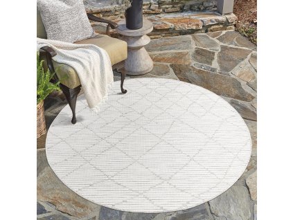 Šnúrkový okrúhly koberec PALM 23526A sivý