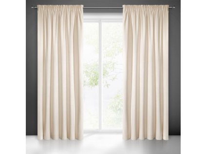 Záves VILLA z exkluzívneho zamatu 140 x 270 cm v svetlobéžovej farbe - riasiaca páska