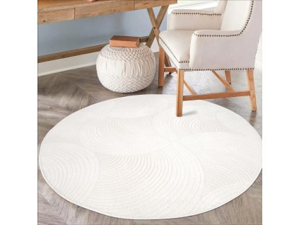 Jednofarebný okrúhly koberec FANCY 647 biely