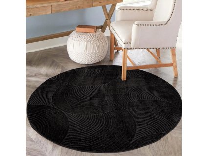 Jednofarebný okrúhly koberec FANCY 647 antracitový