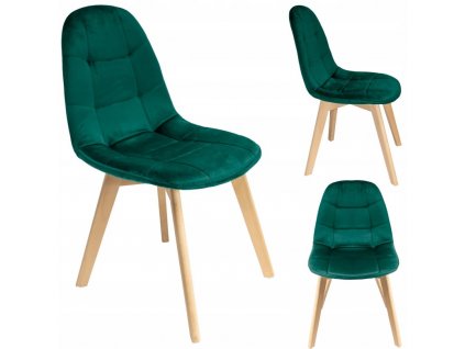 Zamatová jedálenská stolička COLIN tmavo zelená